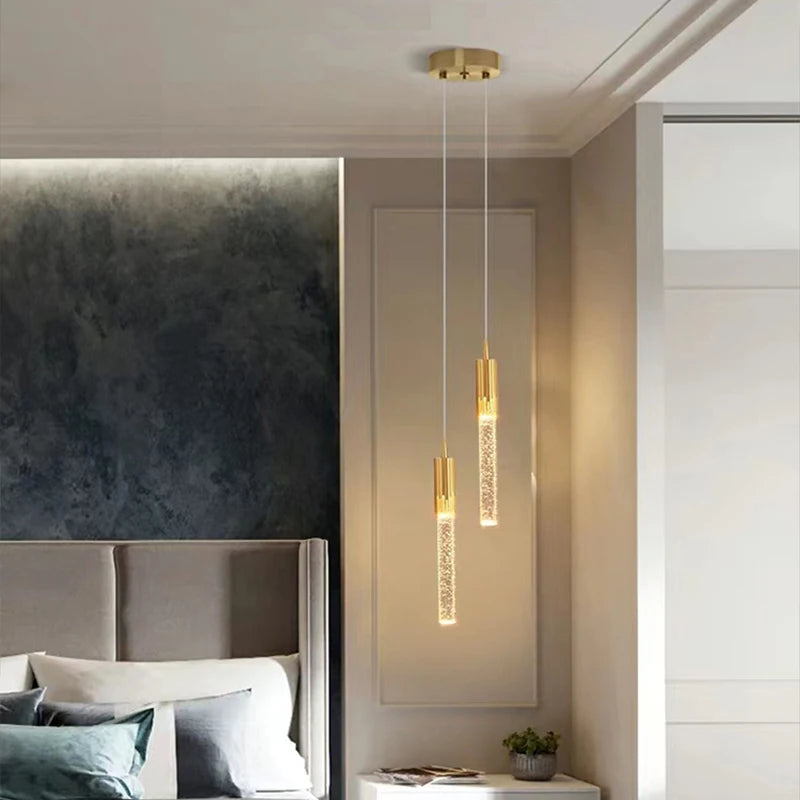 Suspension modernes chambre de luxe Led cristal lampe nordique décoration lampes suspendues pour plafond chambre décor plafonnier
