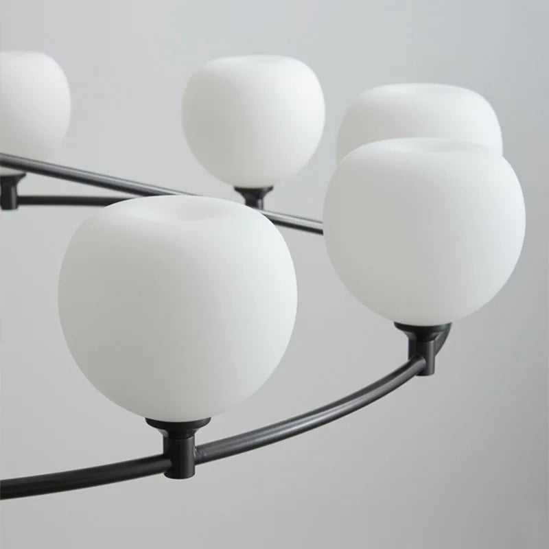 lustre à anneaux avec ampoule en verre style 	 hauteur réglable - vue 6 sur 12