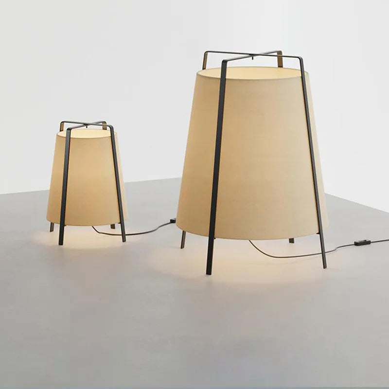 lampadaire japonais rétro en tissu design moderne élégant - vue 3 sur 8