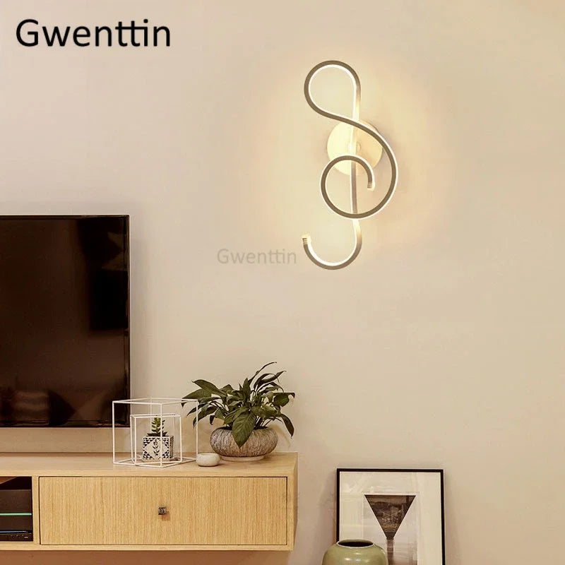 applique murale design notes de musique lumières LED pour décoration moderne - vue 3 sur 6