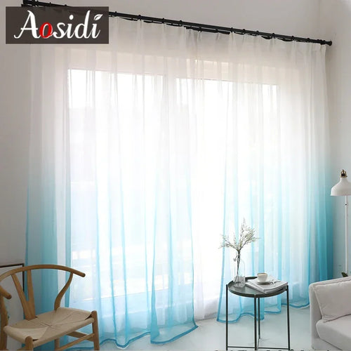Voilage rideau tulle dégradé moderne salon chambre fenêtre - vue 3 sur 11
