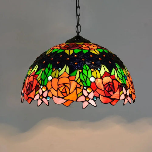 Lustre en verre coloré Tiffany rétro européen - vue 27 sur 29