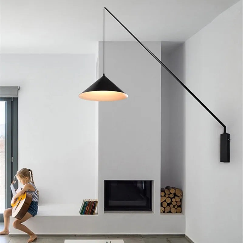 Art nordique Simple longue canne à pêche lampe de lecture applique salon moderne créatif chambre chevet Led intérieur applique murale