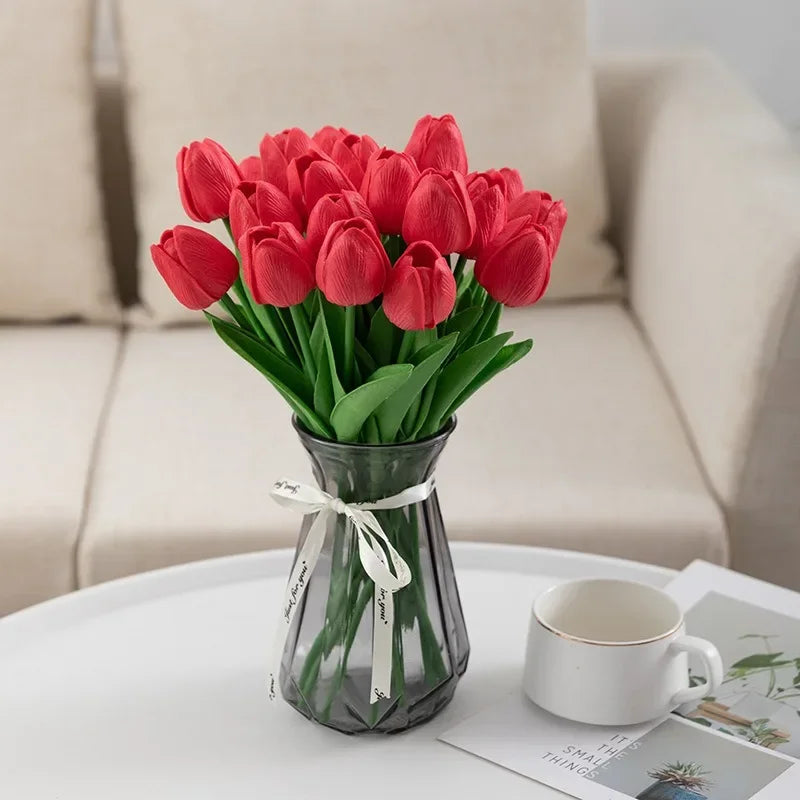 bouquet de tulipes artificielles luxe pour décoration intérieure et mariage - vue 10 sur 17
