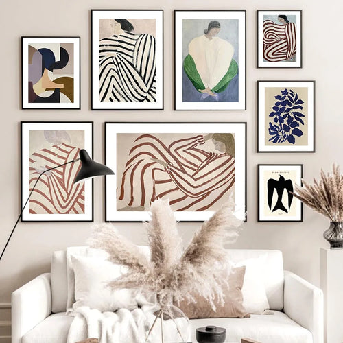 pyjama rayé femme géométrie feuille art mural rétro décoratif