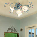 plafonnier led en fer fait main avec fleur de rose style américain coréen
