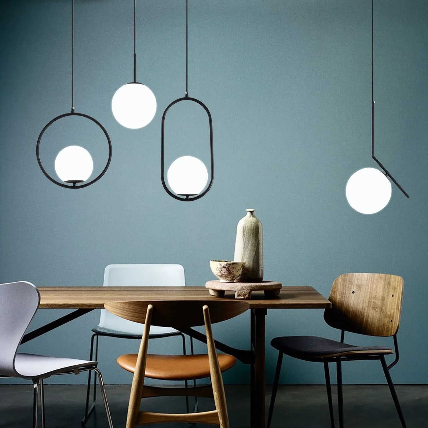 Suspension LED Moderne Noir Chrome - vue 3 sur 21