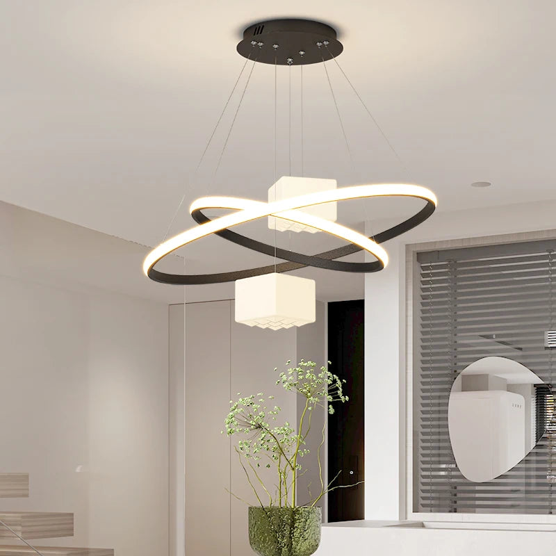 lustre moderne led pour éclairage intérieur décoratif - vue 3 sur 12