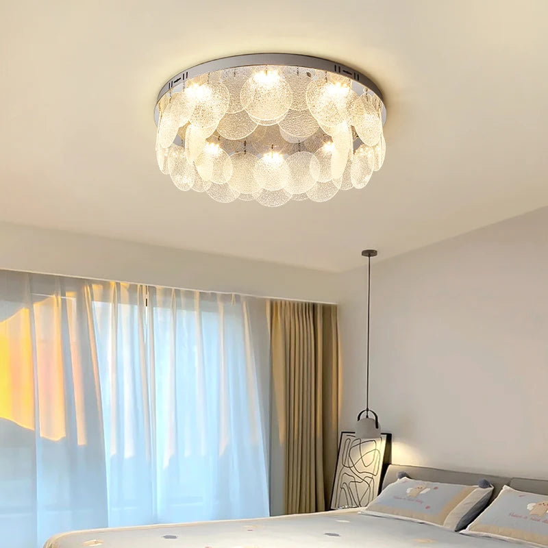 plafonnier led rond moderne en acier inoxydable et verre - vue 4 sur 10