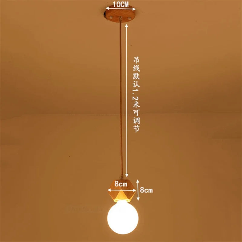 suspension vintage en bois de chêne design moderne - vue 14 sur 15