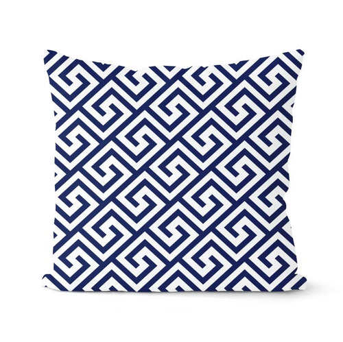 coussin géométrique bleu marine pour canapé ou décoration
