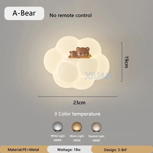 applique murale nuage ours chat singe pour enfants bébé - vue 10 sur 9