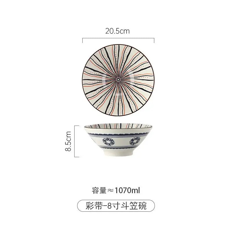 Bol japonais ramen céramique motif floral 12l soupe