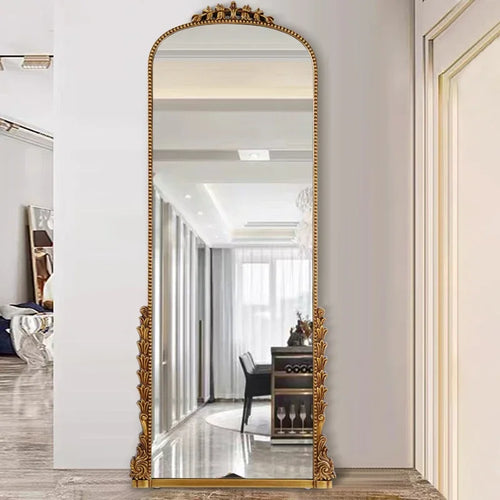 miroir mural doré encadré en pu français pleine longueur - vue 7 sur 7