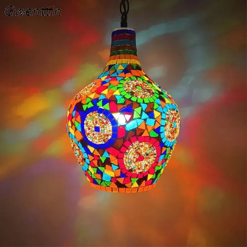 lustre en vase d'art bohème pour décoration intérieure artisanale - vue 5 sur 13