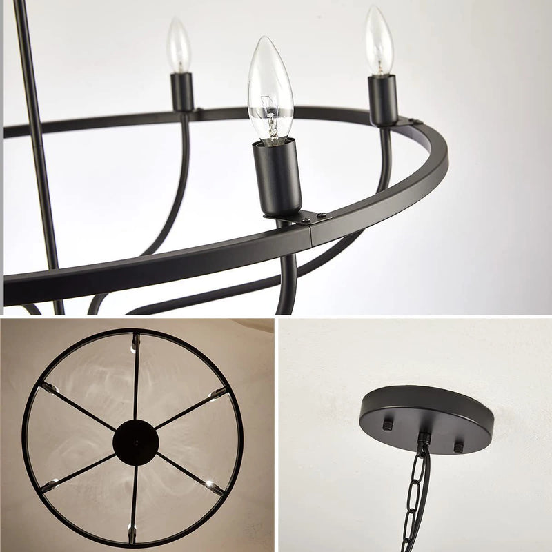 lustre industriel rétro en fer à 6 têtes pour décoration intérieure