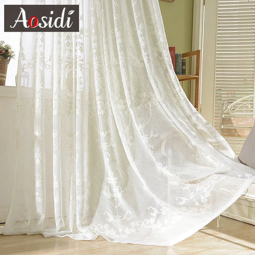 Voilage tulle brodé floral style europe salon chambre