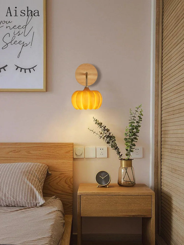 applique murale citrouille en résine avec lumière LED décorative - vue 3 sur 7