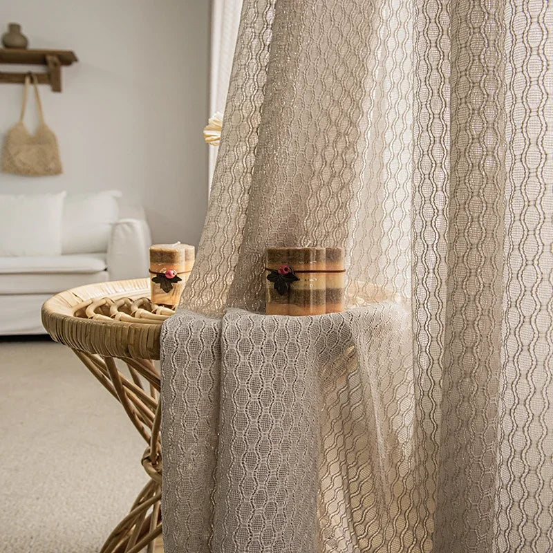 Voilage tulle moderne rayé pour salon chambre fenetre - vue 9 sur 9