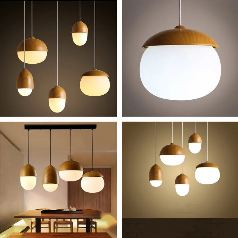 Suspension de lustre en grain de bois de style moderne nordique pour salon salle de réunion chambre luminaires intérieurs lampes suspendues - vue 4 sur 15