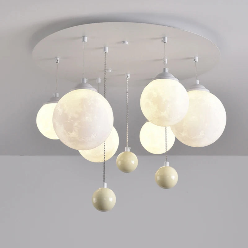 lustre design 3d led lune boule ronde suspension intérieur - vue 5 sur 10