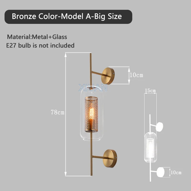 American Industrial Wall Lamps Clear Glass Wall Light Iron Metal Cage Living Room Decorative Wall Light Hallway Entrance Aisle - vue 12 sur 14
