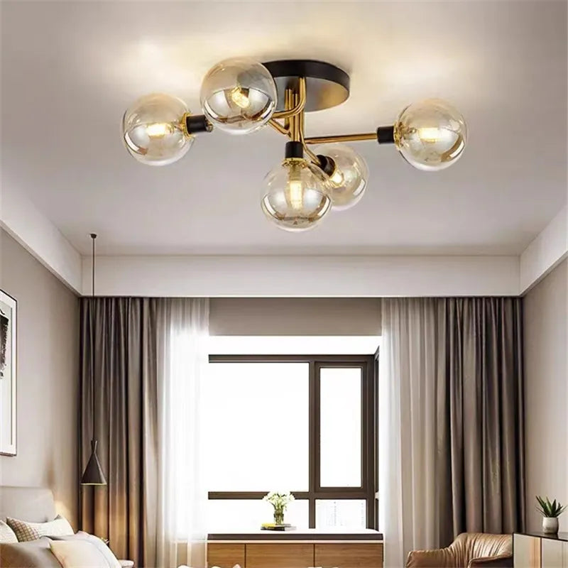 Plafonnier en verre nordique G9 LED lumière industrielle en métal pour chambre salon salle à manger étude maison intérieur loft lumière