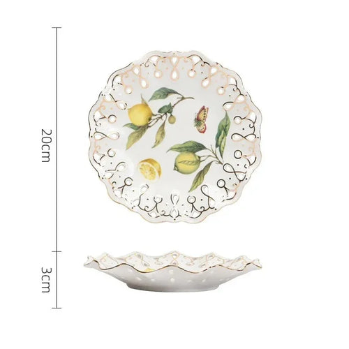 assiette ceramique motif citron style europeen elegant table