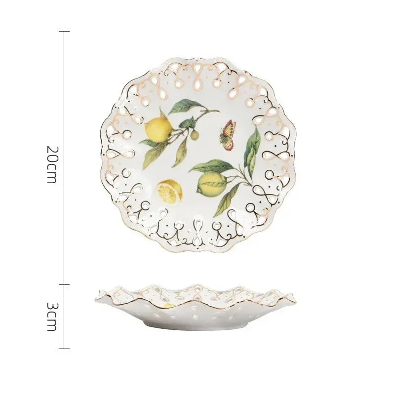 assiette ceramique motif citron style europeen elegant table