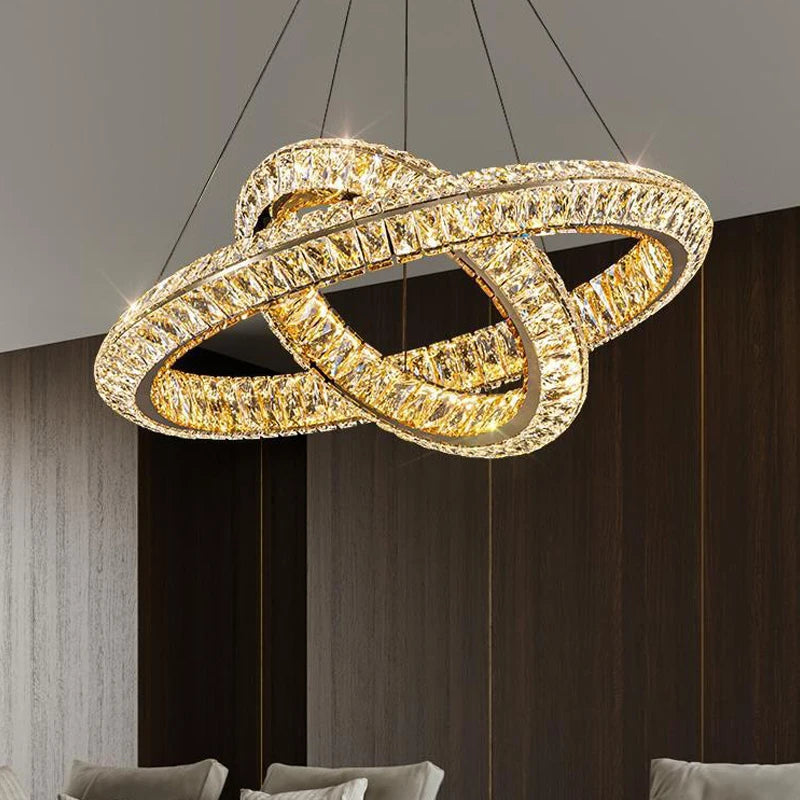 Luxe Cristal LED Suspension Lumières Villa Salon Salle À Manger Éclairage Décor Lustre Lustre Lampe Intérieur Hôtel Bar Luminaires