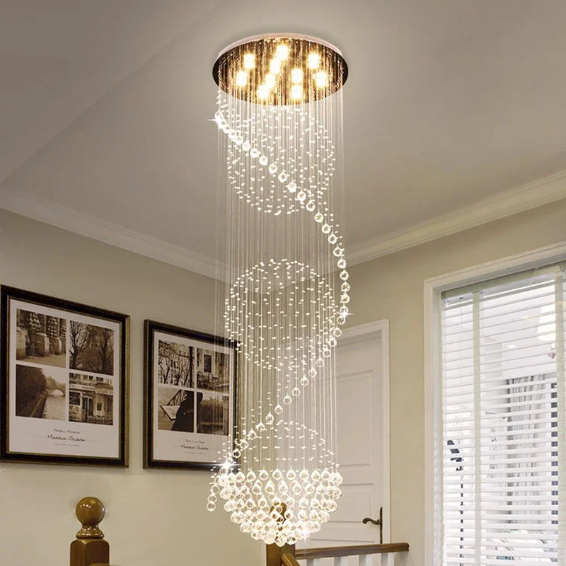lustre 	 en cristal moderne led boule spirale goutte de pluie k9