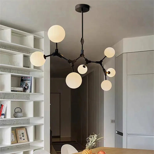 lustre nordique design en verre pour éclairage élégant - vue 5 sur 12