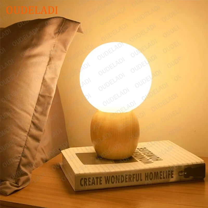 Lampe de table en bois pour chambre à coucher