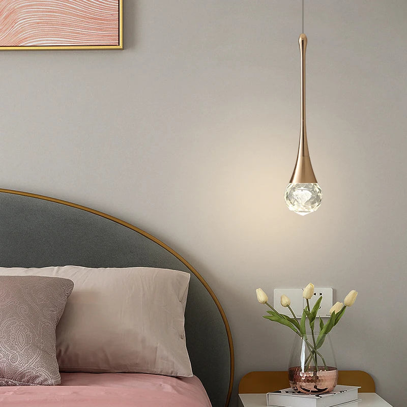 lustre de chevet de luxe en cristal suspendu à tête unique - vue 3 sur 11