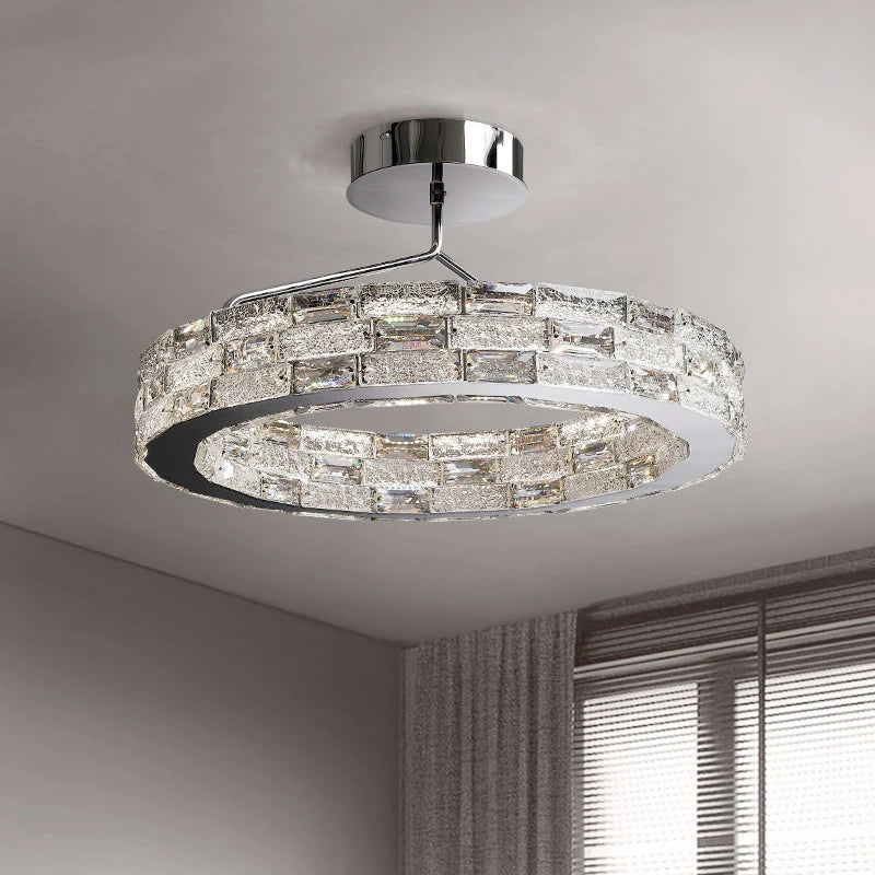 Plafonnier LED en cristal au design moderne