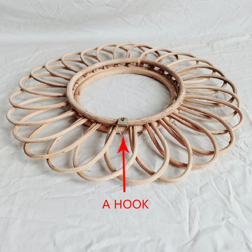 miroir rond en rotin décoration artistique pour intérieur - vue 7 sur 7