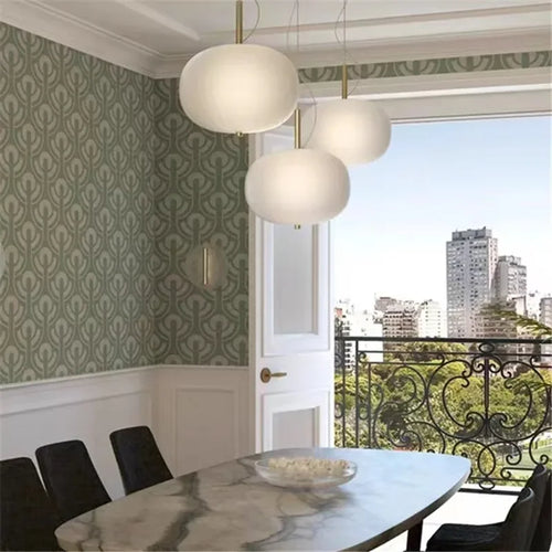 lustre nordique en verre avec suspension led pour décoration - vue 3 sur 12