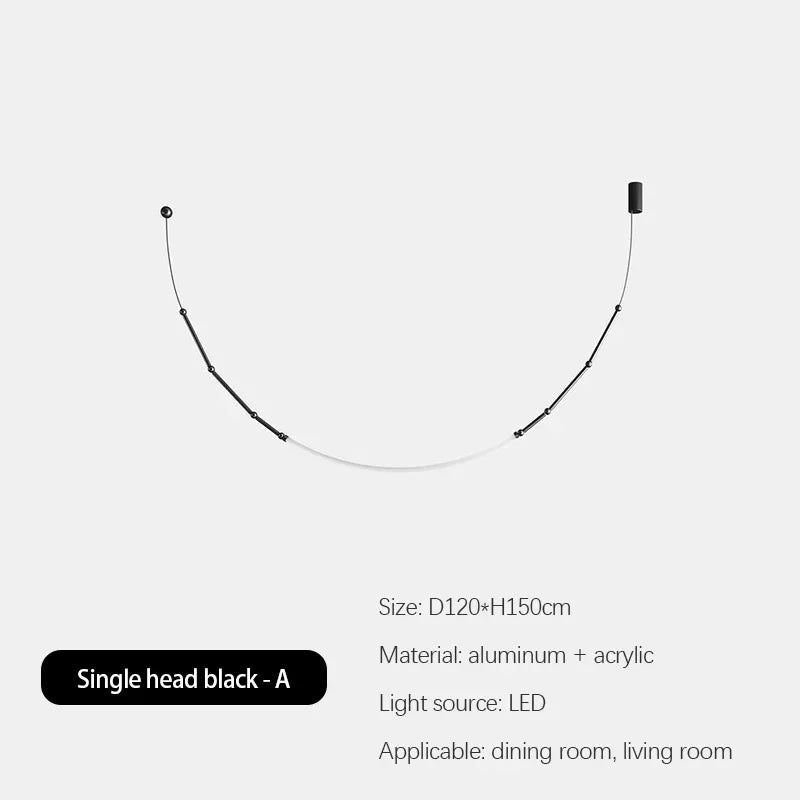 lustre moderne en bambou fer et silicone avec lumières led - vue 6 sur 17