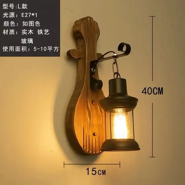 appliques murales led en bois style industriel pour décoration - vue 13 sur 21
