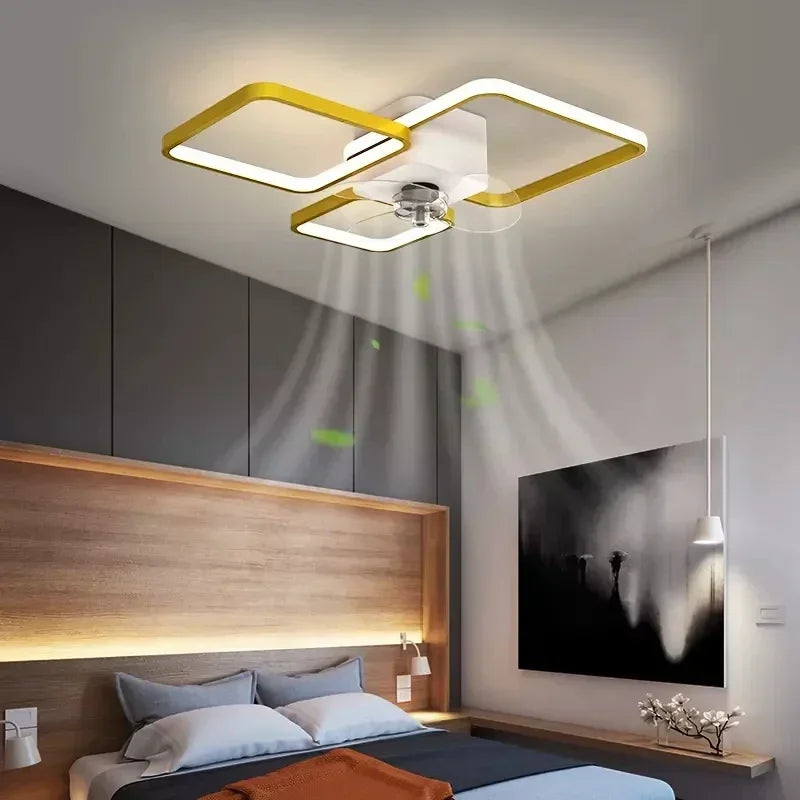 plafonnier led avec ventilateur et télécommande design moderne - vue 3 sur 10