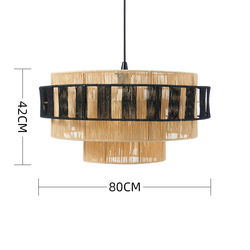 Suspension LOFT japonais rétro en bois bambou design - vue 11 sur 24