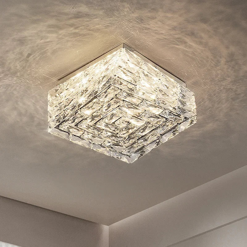 plafonnier led carré en cristal design moderne pour décoration intérieure - vue 2 sur 12