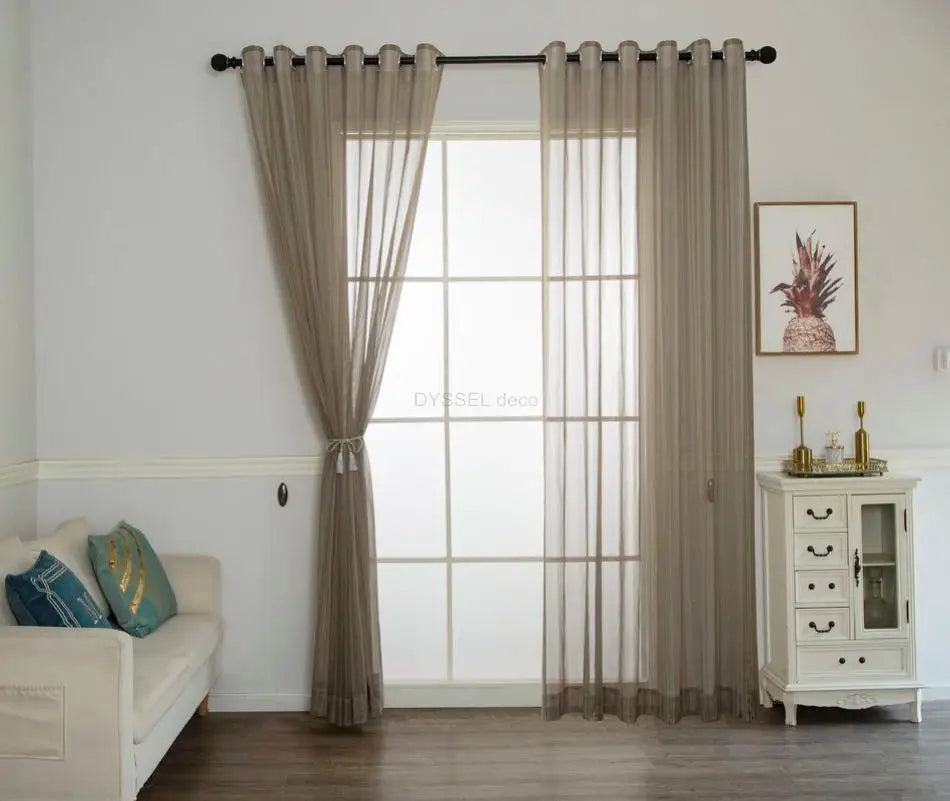 Voilage tulle rayures style moderne pour salon chambre - vue 5 sur 7