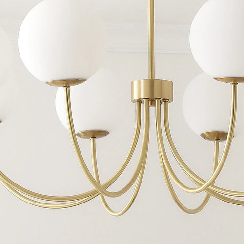 lustre moderne en verre avec luminaire suspendu et structure métallique - vue 7 sur 11
