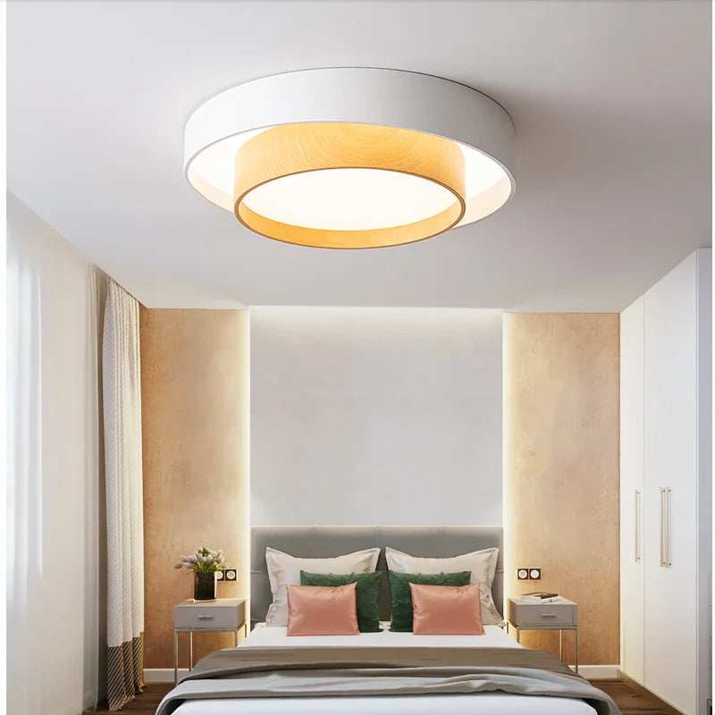 plafonnier led en bois simple pour entrée et couloir - vue 3 sur 9
