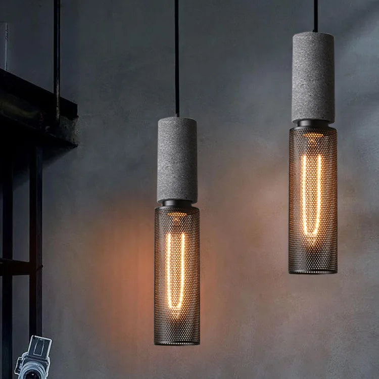 Plafonnier LED suspendu en ciment au design industriel moderne