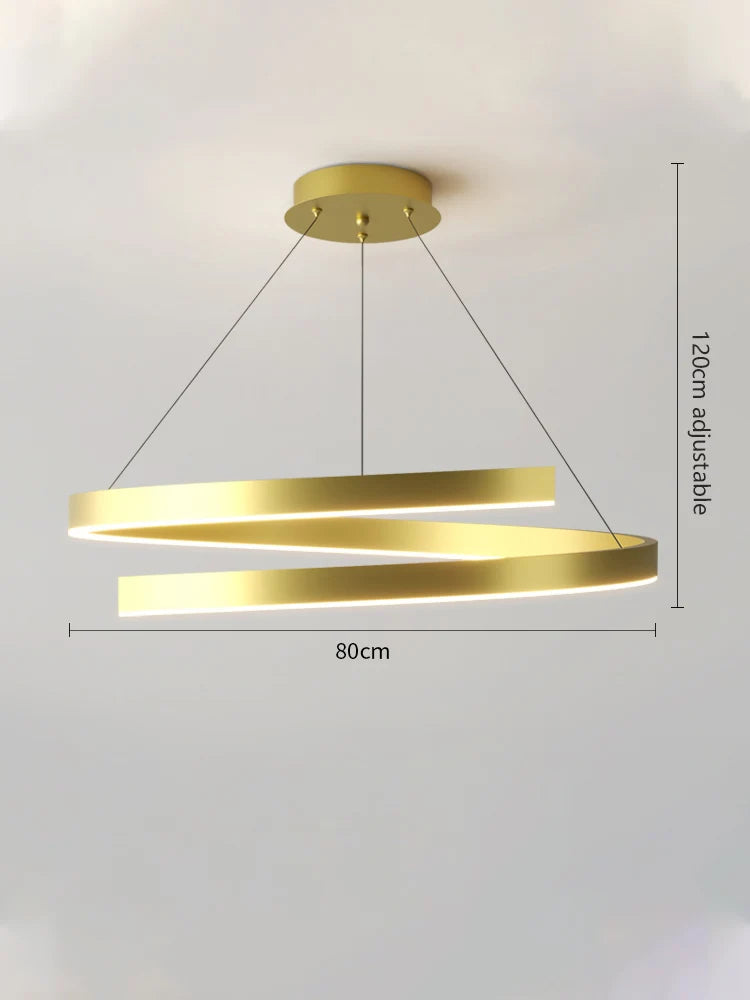 lustre à anneau simple moderne en fer doré avec éclairage LED intérieur - vue 6 sur 15