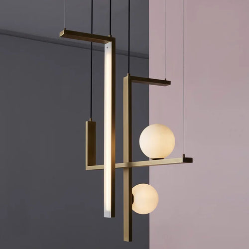 Nordic Minimalist Geometric Chandelier Glass Magic Beans Chandelier Living Room Dining Room LED Decorative Combination Lamps - vue 5 sur 13