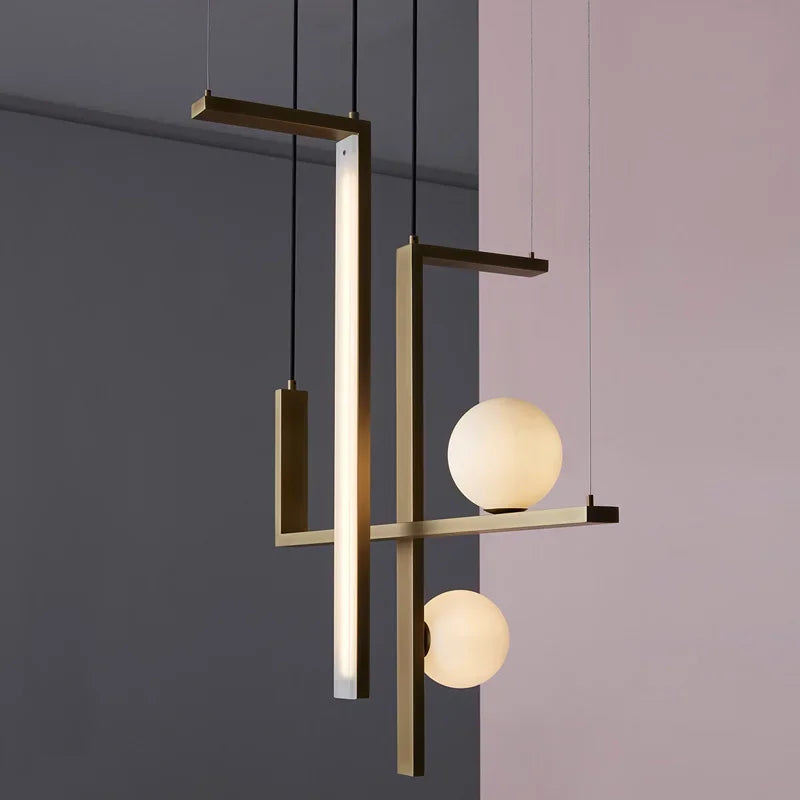 Nordic Minimalist Geometric Chandelier Glass Magic Beans Chandelier Living Room Dining Room LED Decorative Combination Lamps - vue 4 sur 13