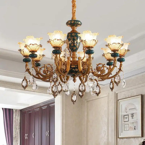 lustre en céramique avec éclairage cristal pour décoration intérieure - vue 5 sur 12